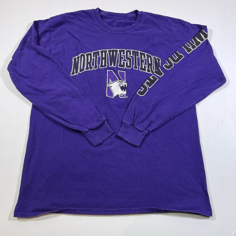 Lot of 2 Northwestern Wildcats Long Sleeve Purple Shirts Fanatics Gildan Large - Picture 10 of 16